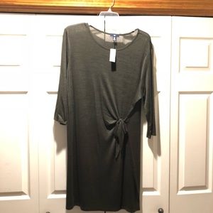 Side Tie Army Green Dress NWT